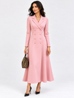 Double-Breasted Lapel Collar Midi Dress