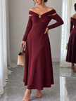Off-Shoulder Long-Sleeve Maxi Dress