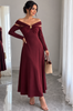 Off-Shoulder Long-Sleeve Maxi Dress
