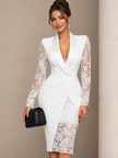 Lace-Sleeve Blazer Dress