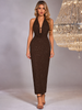 Halter Neck Glitter Bodycon Maxi Dress