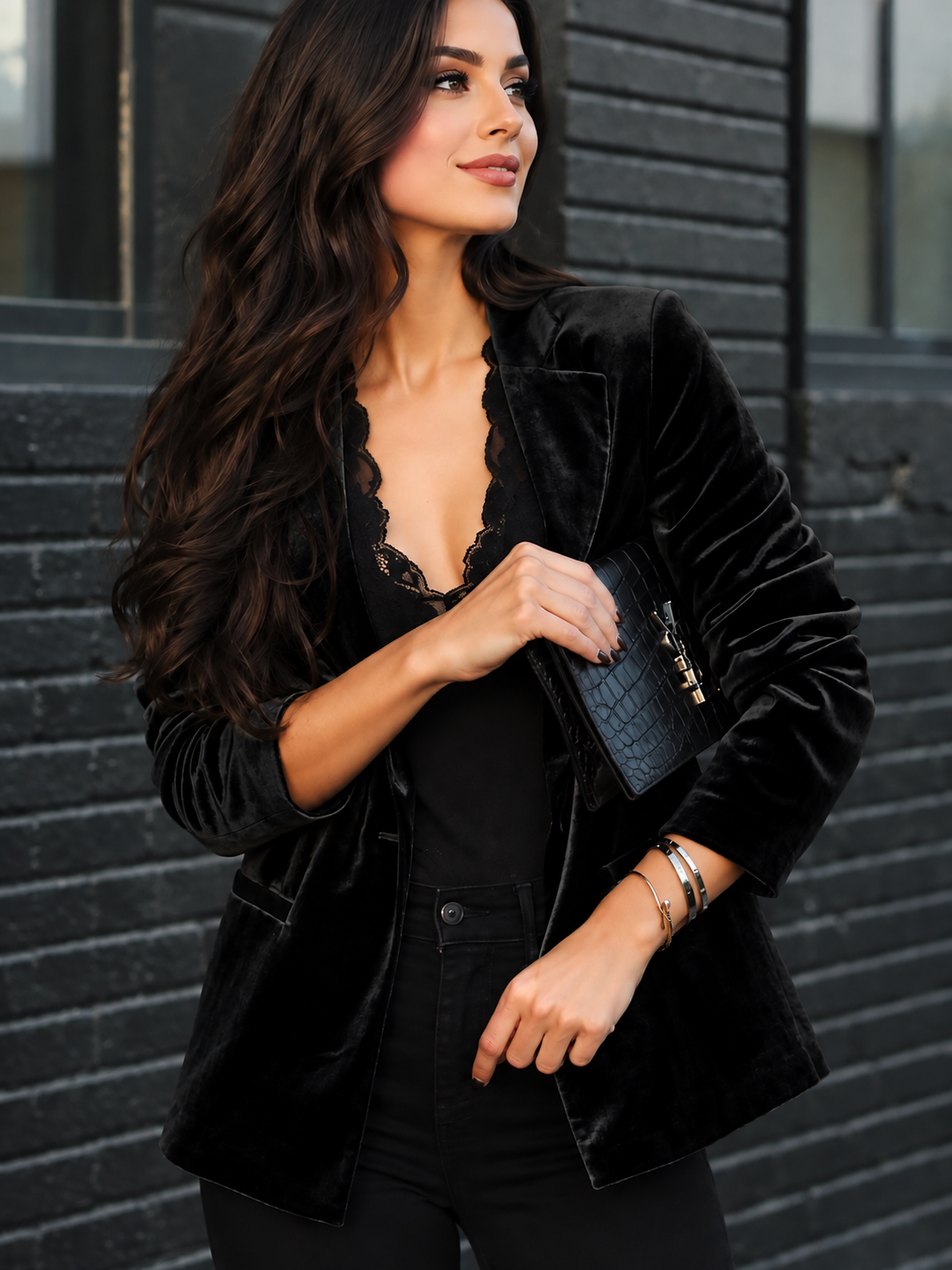 Button Up Lapel Collar Blazer
