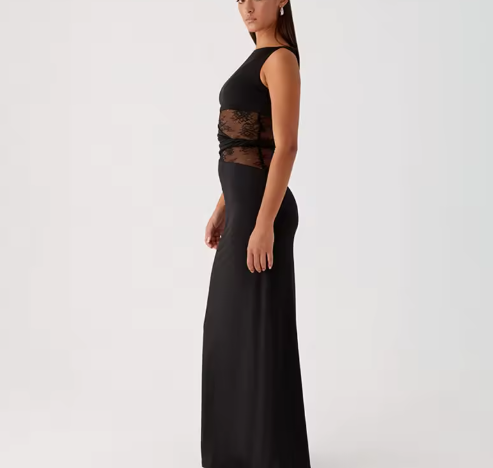 Lace Cutout Sleeveless Maxi Dress