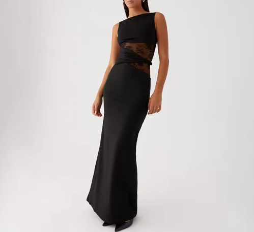 Lace Cutout Sleeveless Maxi Dress