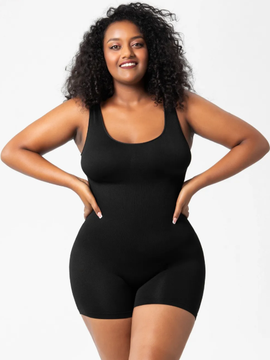 Scoop Neck Wide Strap Shaping Romper