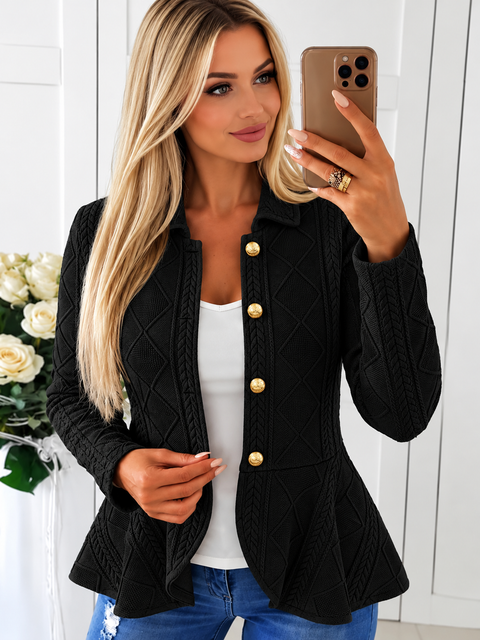 Cable-Knit Button Up Cardigan