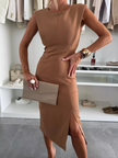 Full Size Slit Round Neck Sleeveless Dress Plus Size