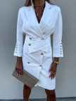 Elegant Double-Breasted Blazer Dress with Lapel Collar