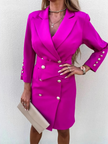 Elegant Double-Breasted Blazer Dress with Lapel Collar