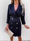 Elegant Double-Breasted Blazer Dress with Lapel Collar
