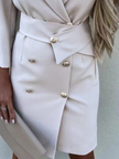 Elegant Double-Breasted Blazer Dress with Lapel Collar