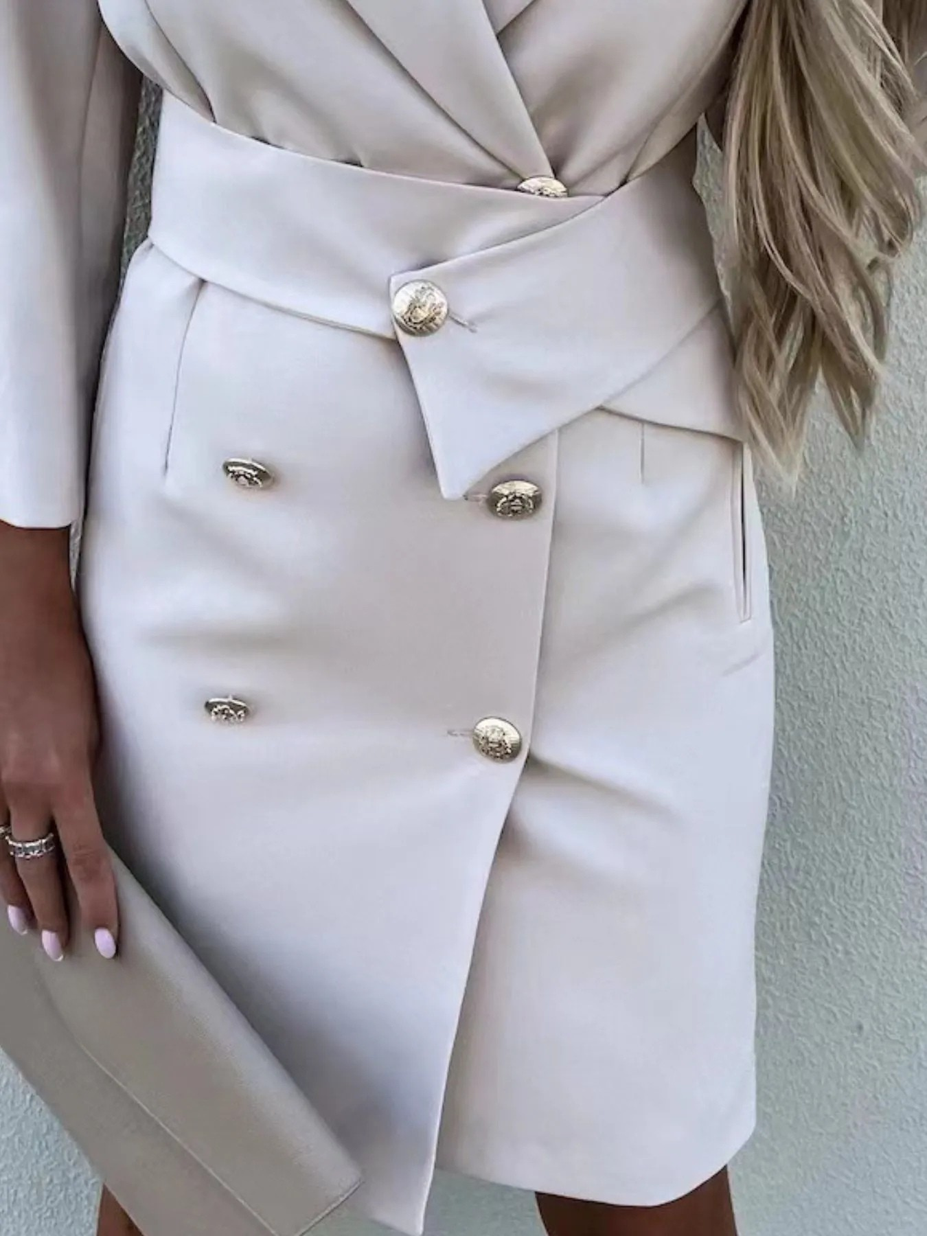 Elegant Double-Breasted Blazer Dress with Lapel Collar