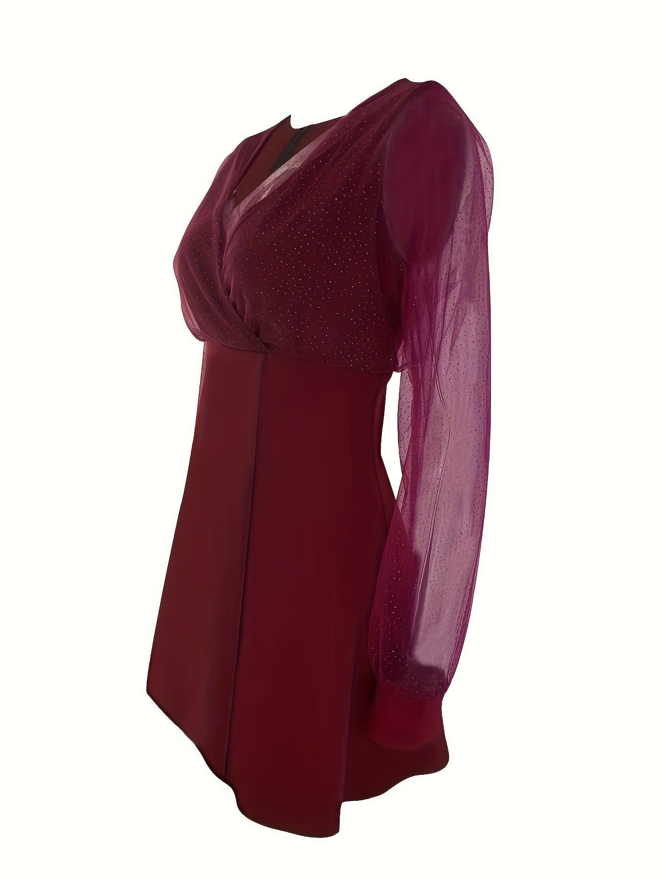 Glitter Mesh Long Sleeve Mini Dress