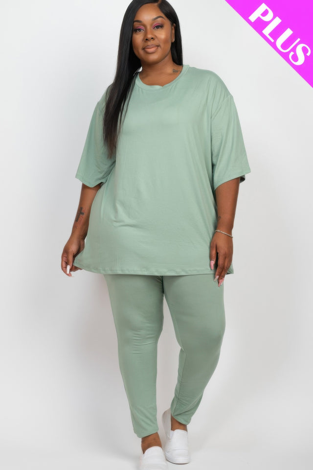 Plus Size Oversized T-shirt & Leggings Set