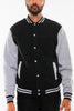 Mens Fleece Snap Button Varsity Jacket