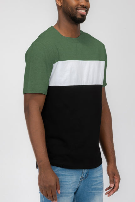 Mens Color Block Short Sleeve Tshirt