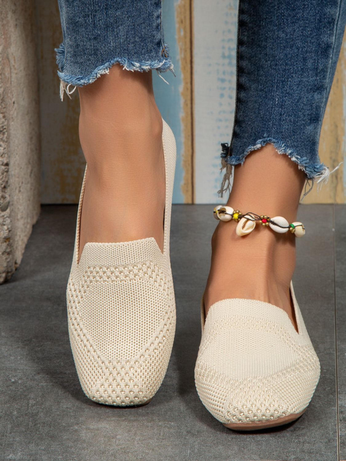 Square Toe Flat Slip-Ons