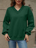 V-Neck Long Sleeve Dropped Shoulder Sweater