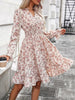 Ruffle Hem Floral Surplice Long Sleeve MiniDress