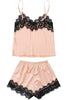 Lace Detail Spaghetti Strap Top and Shorts Pajama Set