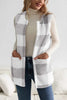 Sherpa Plaid Open Front Vest Coat