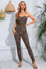 Leopard Spaghetti Strap Skinny Jumpsuit