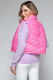 Snobbish Zip Up Turtleneck Shiny Quilted Vest