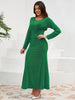 Ruched Round Neck Long Sleeve Sparkle Dress