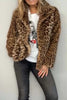 Full Size Leopard Furry Collared Neck Long Sleeve Coat