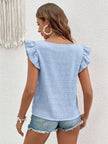 Ruffled Square Neck Cap Sleeve Blouse