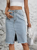 Raw Hem Slit Denim Skirt