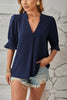 Notched Half Sleeve Blouse