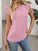 Lace Detail Round Neck Cap Sleeve Top