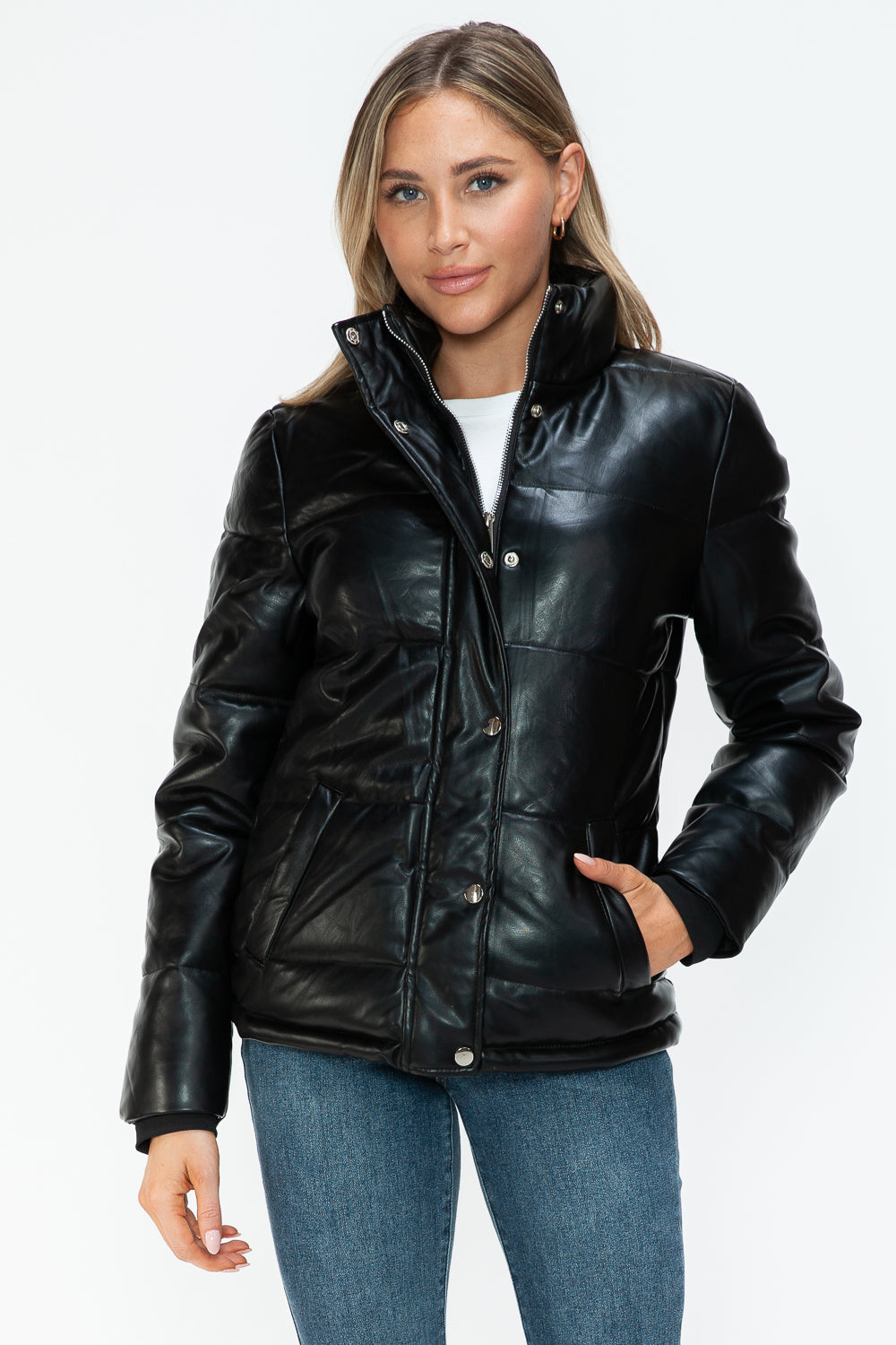 Pocketed Zip Up Turtleneck Puffer Jacket