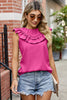 Ruffled Round Neck Sleeveless Blouse