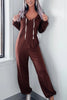 Full Size Drawstring Long Sleeve Jumpsuit