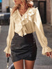 Ruffled V-Neck Flounce Sleeve Shirt