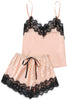 Lace Detail Spaghetti Strap Top and Shorts Pajama Set