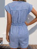 Perfee Striped Notched Tie Waist Romper