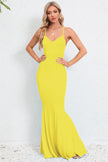 Crisscross Spaghetti Strap Fishtail Maxi Dress