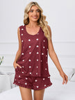 Heart Scoop Neck and Shorts Pajama Set