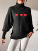 Heart Turtleneck Long Sleeve Sweater