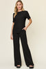 Double Take Full Size Round Neck Short Sleeve Top and Wide Leg Pants Set