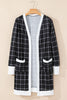 Plaid Open Front Long Sleeve Cover Up