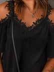 Lace Detail V-Neck Half Sleeve Blouse