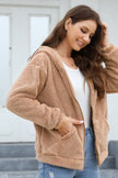 Zip Up Long Sleeve Fuzzy Hoodie Outerwear