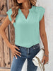 Notched Cap Sleeve Blouse