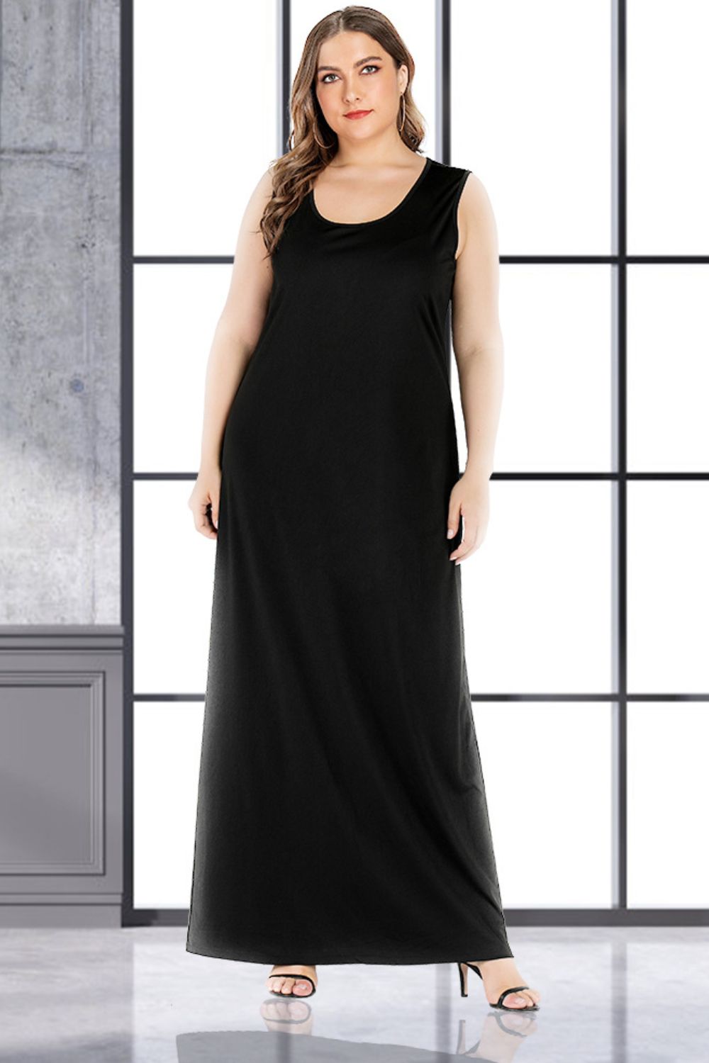 Plus Size Scoop Neck Maxi  Dress