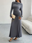 Devine Ruched Long Sleeve Maxi Dress