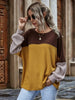 Color Block Waffle-Knit Long Sleeve Sweater